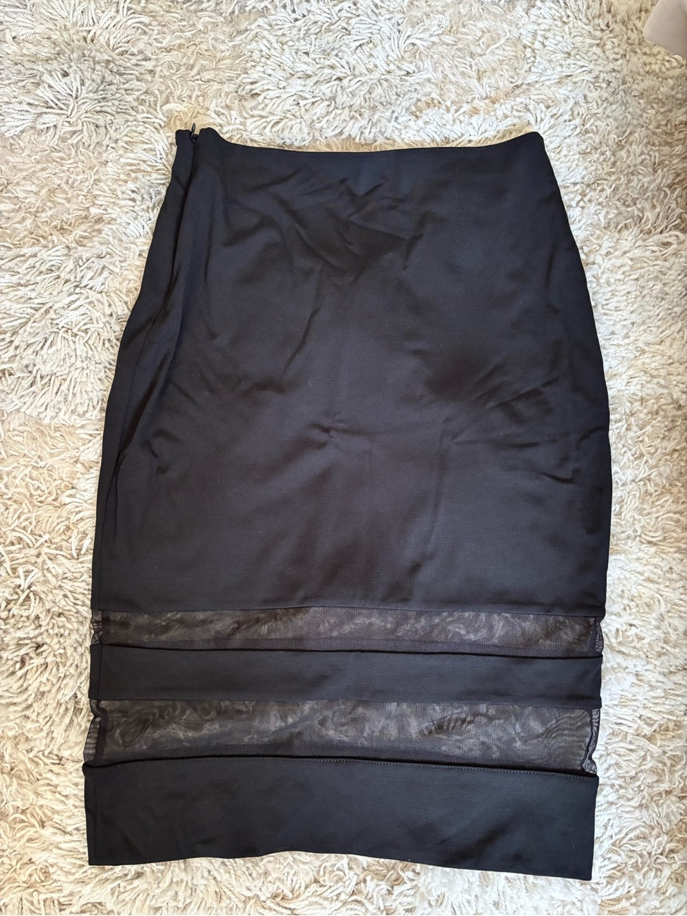 T Alexander Wang Black Midi Skirt with Mesh Panels